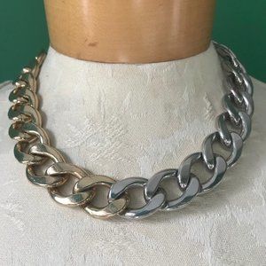 Necklace: half gold plated-half silver plated